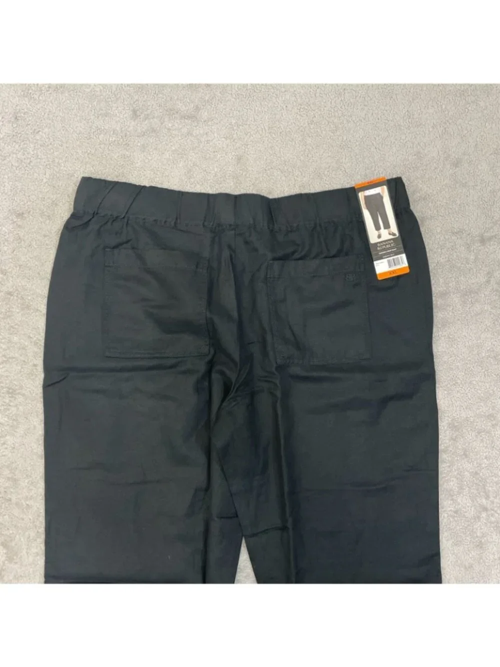 NWT Banana Republic Women's XXL Black Tapered Crop Pants Linen Blend  B1689